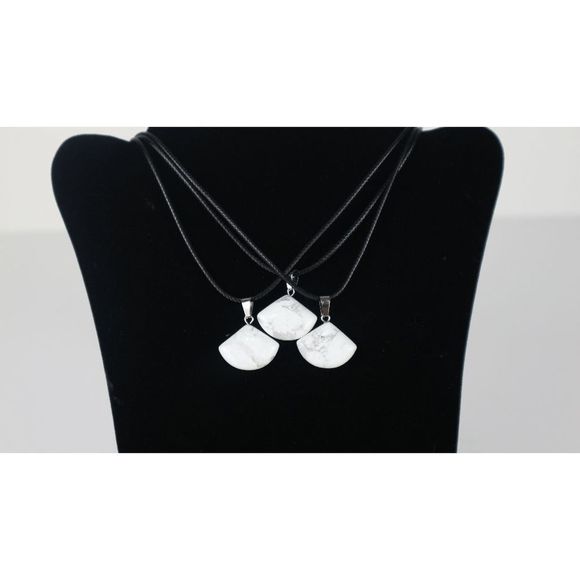 Tumbled Howlite Pendant on Black Cord Adjustable Necklace 9" - Picture 2 of 8